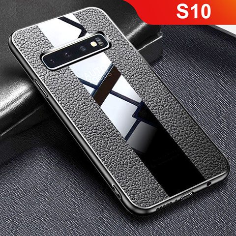 Coque Silicone Gel Motif Cuir Housse Etui L01 pour Samsung Galaxy S10 5G Noir