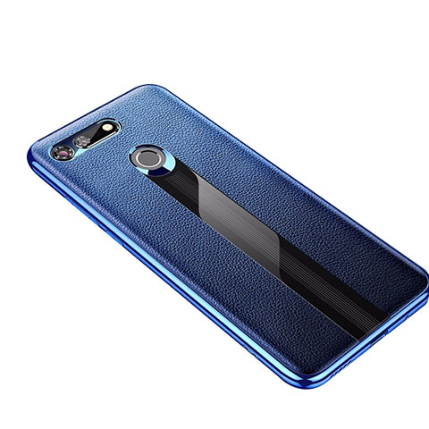 Coque Silicone Gel Motif Cuir Housse Etui M01 pour Huawei Honor V20 Bleu