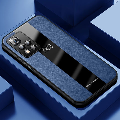 Coque Silicone Gel Motif Cuir Housse Etui PB1 pour Xiaomi Mi 11i 5G (2022) Bleu