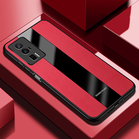 Coque Silicone Gel Motif Cuir Housse Etui PB1 pour Xiaomi Redmi K60 5G Rouge