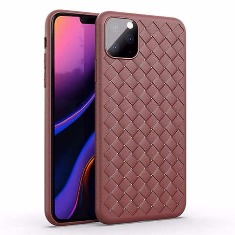 Coque Silicone Gel Motif Cuir Housse Etui pour Apple iPhone 11 Pro Max Marron