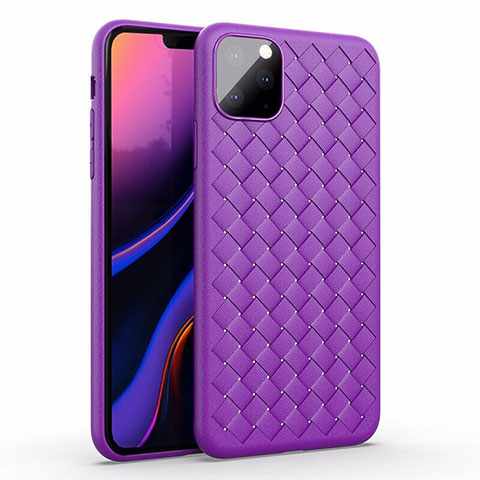 Coque Silicone Gel Motif Cuir Housse Etui pour Apple iPhone 11 Pro Max Violet