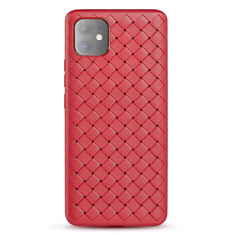 Coque Silicone Gel Motif Cuir Housse Etui pour Apple iPhone 11 Rouge