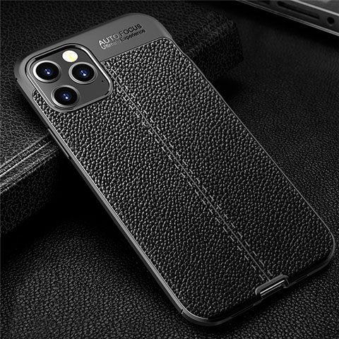 Coque Silicone Gel Motif Cuir Housse Etui pour Apple iPhone 12 Max Noir