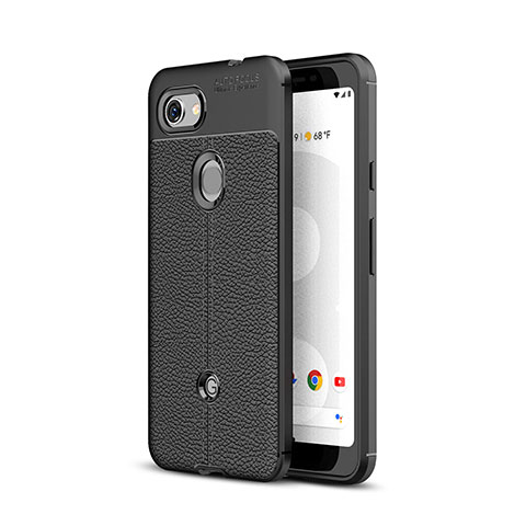 Coque Silicone Gel Motif Cuir Housse Etui pour Google Pixel 3a Noir