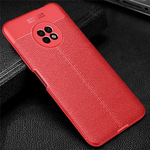 Coque Silicone Gel Motif Cuir Housse Etui pour Huawei Enjoy 20 Plus 5G Rouge