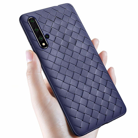 Coque Silicone Gel Motif Cuir Housse Etui pour Huawei Honor 20 Bleu