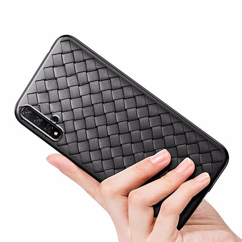 Coque Silicone Gel Motif Cuir Housse Etui pour Huawei Honor 20S Noir