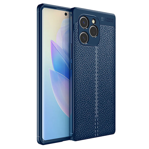 Coque Silicone Gel Motif Cuir Housse Etui pour Huawei Honor 60 SE 5G Bleu