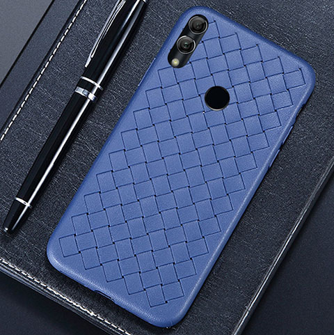 Coque Silicone Gel Motif Cuir Housse Etui pour Huawei Honor 8X Bleu