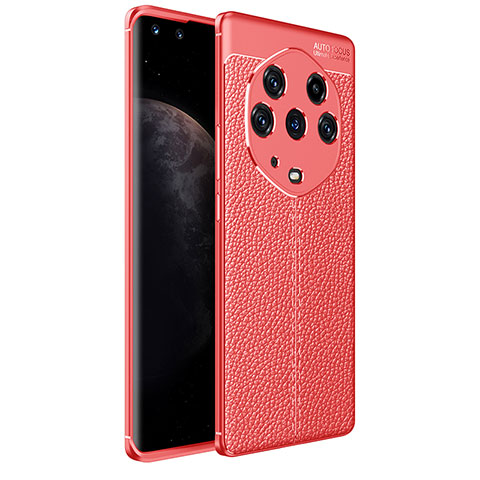 Coque Silicone Gel Motif Cuir Housse Etui pour Huawei Honor Magic3 Pro+ Plus 5G Rouge