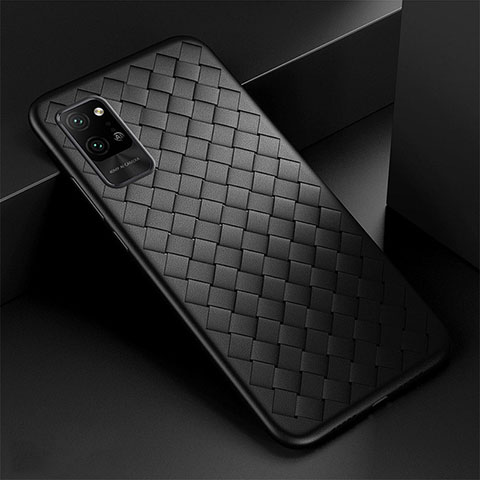 Coque Silicone Gel Motif Cuir Housse Etui pour Huawei Honor Play4 Pro 5G Noir