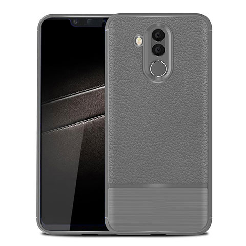 Coque Silicone Gel Motif Cuir Housse Etui pour Huawei Maimang 7 Gris