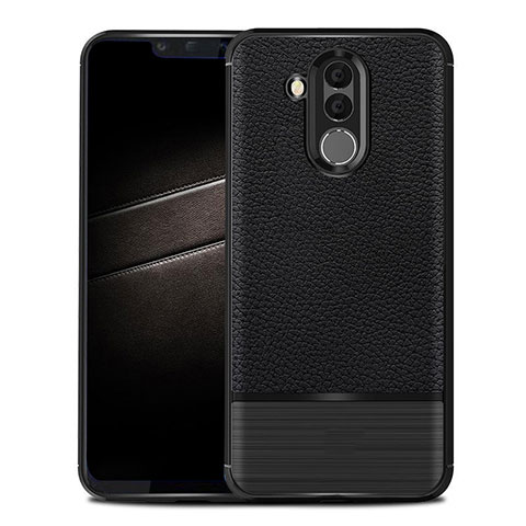 Coque Silicone Gel Motif Cuir Housse Etui pour Huawei Maimang 7 Noir