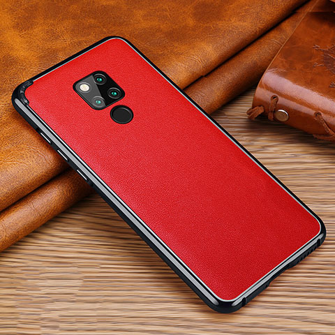 Coque Silicone Gel Motif Cuir Housse Etui pour Huawei Mate 20 X 5G Rouge