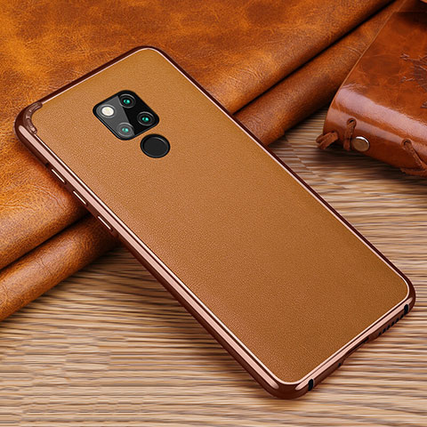 Coque Silicone Gel Motif Cuir Housse Etui pour Huawei Mate 20 X Marron