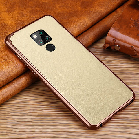 Coque Silicone Gel Motif Cuir Housse Etui pour Huawei Mate 20 X Or