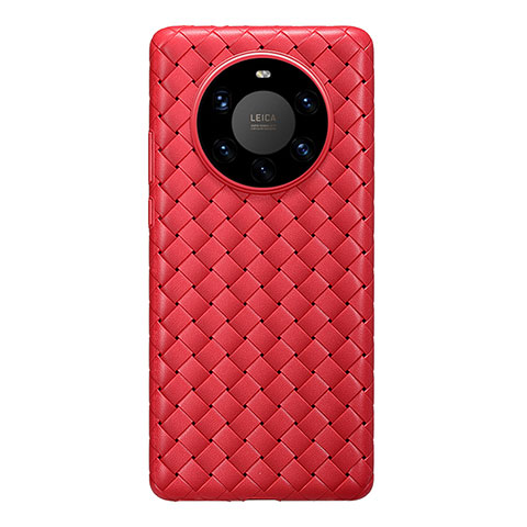 Coque Silicone Gel Motif Cuir Housse Etui pour Huawei Mate 40 Pro+ Plus Rouge