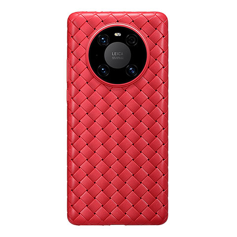 Coque Silicone Gel Motif Cuir Housse Etui pour Huawei Mate 40 Pro Rouge