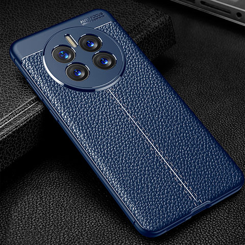 Coque Silicone Gel Motif Cuir Housse Etui pour Huawei Mate 50E Bleu