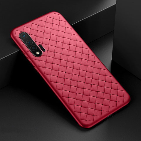 Coque Silicone Gel Motif Cuir Housse Etui pour Huawei Nova 6 5G Rouge