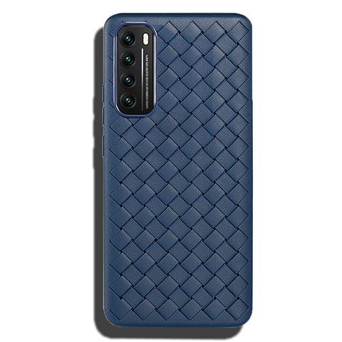 Coque Silicone Gel Motif Cuir Housse Etui pour Huawei Nova 7 5G Bleu