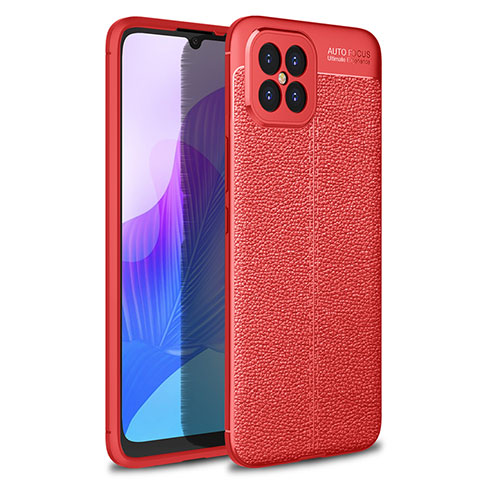 Coque Silicone Gel Motif Cuir Housse Etui pour Huawei Nova 8 SE 5G Rouge