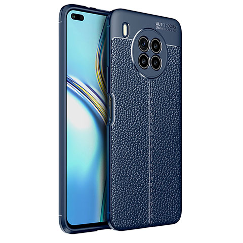 Coque Silicone Gel Motif Cuir Housse Etui pour Huawei Nova 8i Bleu