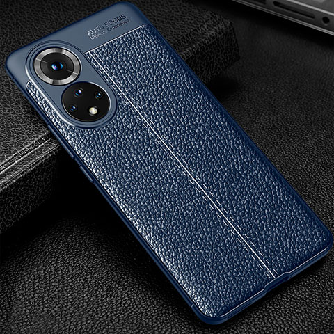 Coque Silicone Gel Motif Cuir Housse Etui pour Huawei Nova 9 Pro Bleu