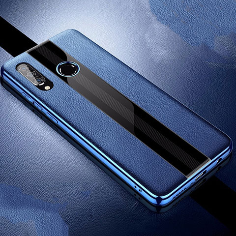 Coque Silicone Gel Motif Cuir Housse Etui pour Huawei P30 Lite Bleu