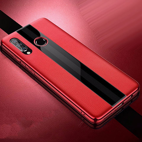 Coque Silicone Gel Motif Cuir Housse Etui pour Huawei P30 Lite New Edition Rouge