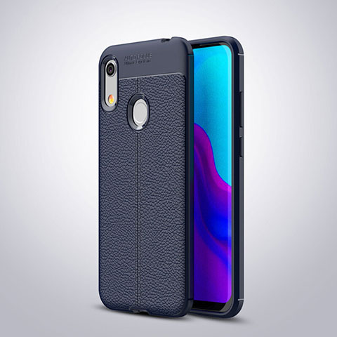 Coque Silicone Gel Motif Cuir Housse Etui pour Huawei Y6 (2019) Bleu