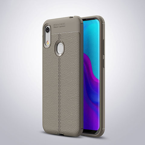 Coque Silicone Gel Motif Cuir Housse Etui pour Huawei Y6 (2019) Gris