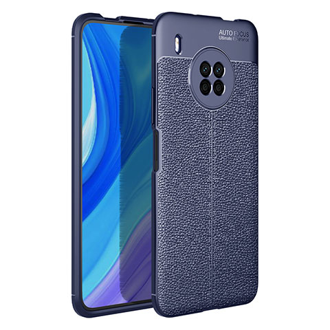 Coque Silicone Gel Motif Cuir Housse Etui pour Huawei Y9a Bleu