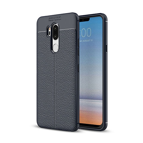 Coque Silicone Gel Motif Cuir Housse Etui pour LG G7 Bleu