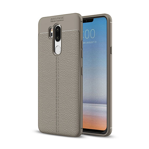 Coque Silicone Gel Motif Cuir Housse Etui pour LG G7 Gris