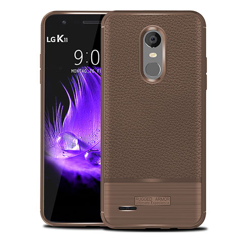 Coque Silicone Gel Motif Cuir Housse Etui pour LG K11 Marron