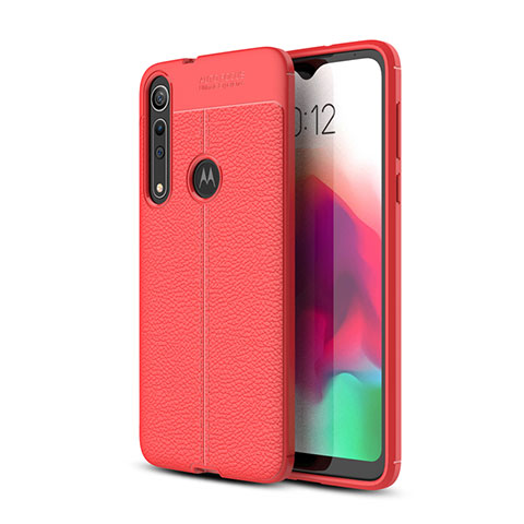 Coque Silicone Gel Motif Cuir Housse Etui pour Motorola Moto G8 Play Rouge