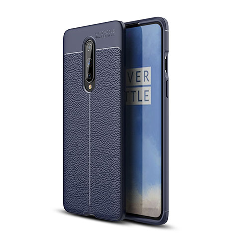 Coque Silicone Gel Motif Cuir Housse Etui pour OnePlus 8 Bleu