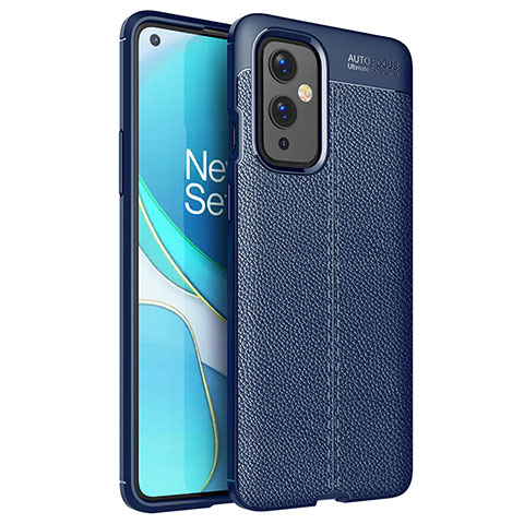 Coque Silicone Gel Motif Cuir Housse Etui pour OnePlus 9 5G Bleu