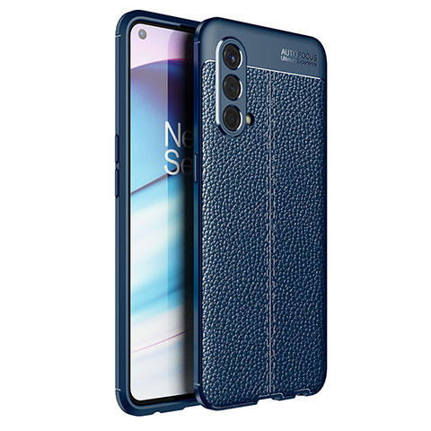 Coque Silicone Gel Motif Cuir Housse Etui pour OnePlus Nord CE 5G Bleu