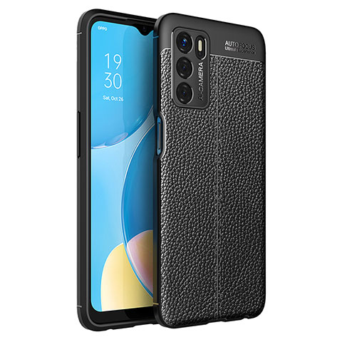 Coque Silicone Gel Motif Cuir Housse Etui pour Oppo A16s Noir