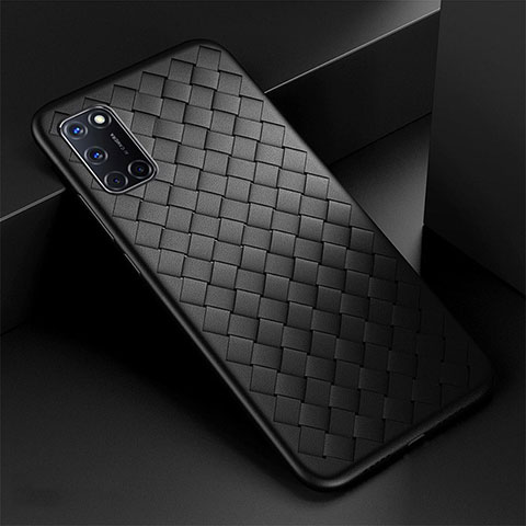 Coque Silicone Gel Motif Cuir Housse Etui pour Oppo A52 Noir