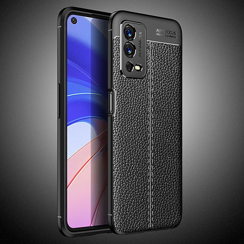 Coque Silicone Gel Motif Cuir Housse Etui pour Oppo A55 4G Noir