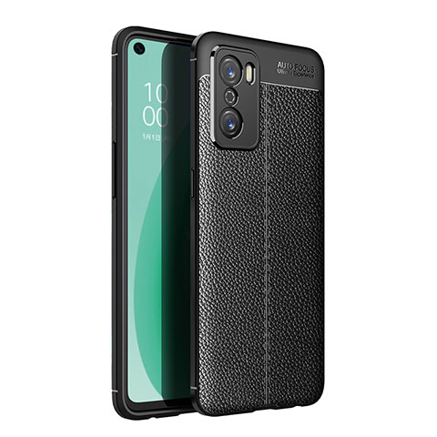 Coque Silicone Gel Motif Cuir Housse Etui pour Oppo A55S 5G Noir