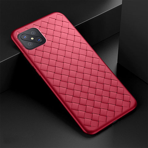 Coque Silicone Gel Motif Cuir Housse Etui pour Oppo A92s 5G Rouge