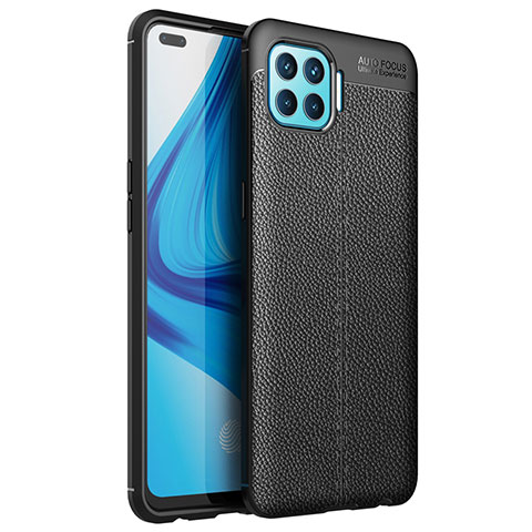 Coque Silicone Gel Motif Cuir Housse Etui pour Oppo A93 Noir