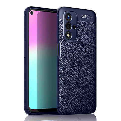 Coque Silicone Gel Motif Cuir Housse Etui pour Oppo A93s 5G Bleu