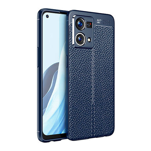 Coque Silicone Gel Motif Cuir Housse Etui pour Oppo F21 Pro 4G Bleu