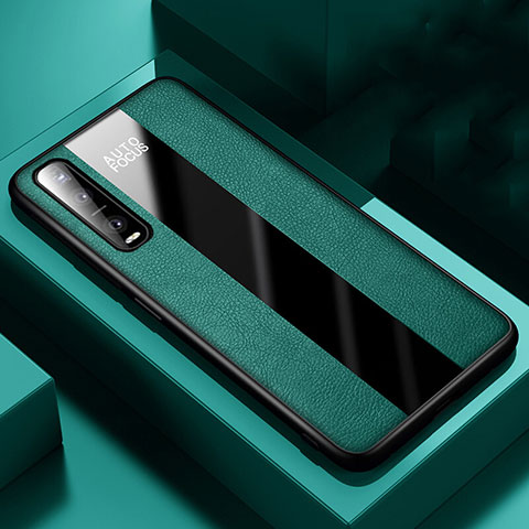 Coque Silicone Gel Motif Cuir Housse Etui pour Oppo Find X2 Pro Vert